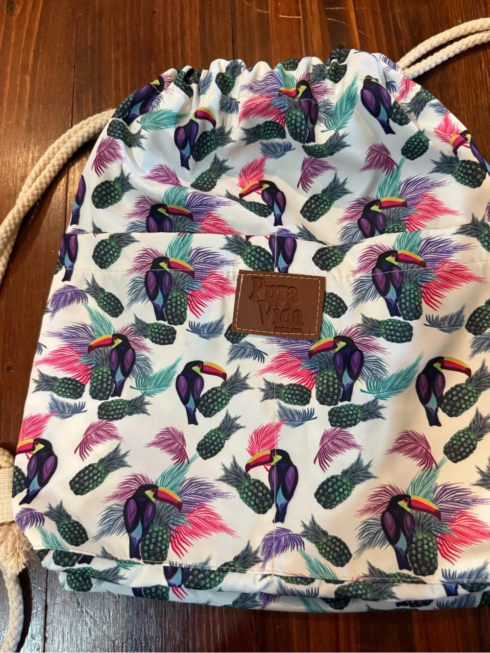 Pura Vida Toucan Print Drawstring Bag